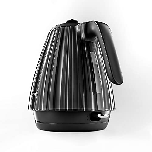 De'Longhi Ballerina Electric Kettle, 360° Swivel Base, Water Level Indicator, Cord Storage, KBD3001.BK, 3000 W, UK PLUG, Black