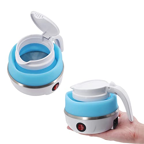 Foldable Electric Kettle, Portable Travel Kettle 0.6L Food Grade Silicone Electric Kettle for Camping Travel and Bedroom