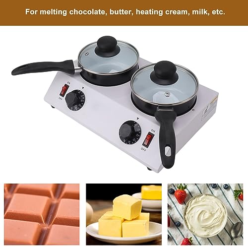 Chocolate Melting Machine 2 Tanks Chocolate Machines Stainless Steel, Temperature Control, Commercial Chocolate Melter (40W 220V UK plug (3000L/H