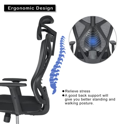 U2PICK Office Desk Chair High Back Ergonomic PC Computer Office Chair with Adjustable Headrest, Lumbar Support and Armrest, Breathable Mesh Back
