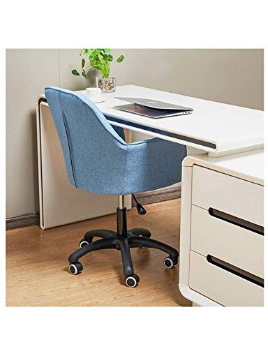 NMDCDH Home Office Modern Twill Fabric Adjustable Mid-Back Task Ergonomic Executive Chair Adjustable Height and Armrest for Women, Blue
