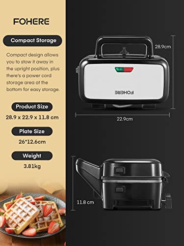 FOHERE Sandwich Toaster 3 in 1 Waffle Maker and Toasted Sandwich Maker with 5-Gears Temperature Setting and Non-Stick Teflon Coated Plates, Indep