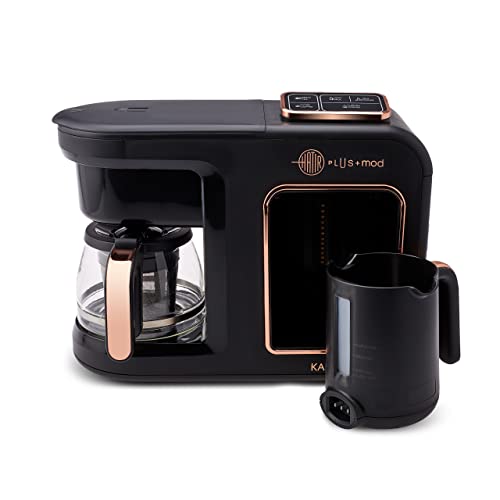 KARACA Hatır Plus Mod 5 in 1, 750ml Tea/Filter Coffee & Turkish Coffee Maker Black Copper, Tea, Milk Drink Heating, Turkish Coffee, 1385W, 5+5 Cu