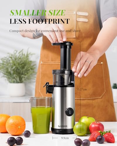 GDOR Cold Press Juicer Powerful Masticating Juicer Machines Easy to Clean Slow Juicer Compact Juice Extractor Machine with High Juice Yield, 600m