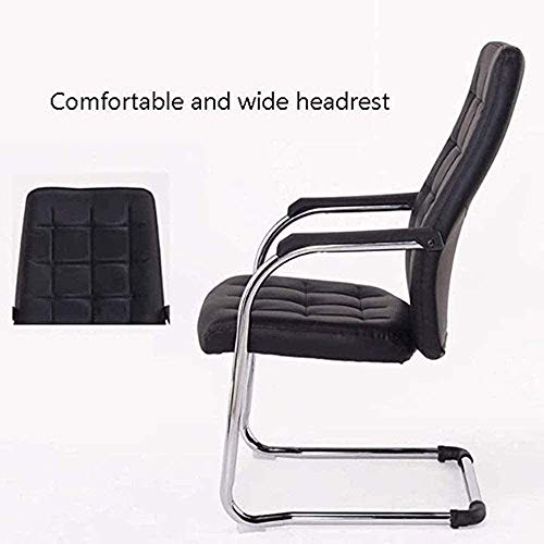 WALNUT Leisure Meeting Computer Chair Home Office Chair Ergonomic Chair Comfortable Bow Leather Chair Staff Chair (Color : Black)