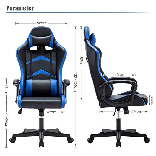 IntimaTe WM Heart Gaming Chair, Ergonomic High Back Office Racing Chair with Armrest, Swivel Leather Desk Chairs with Adjustable Headrest and Lum