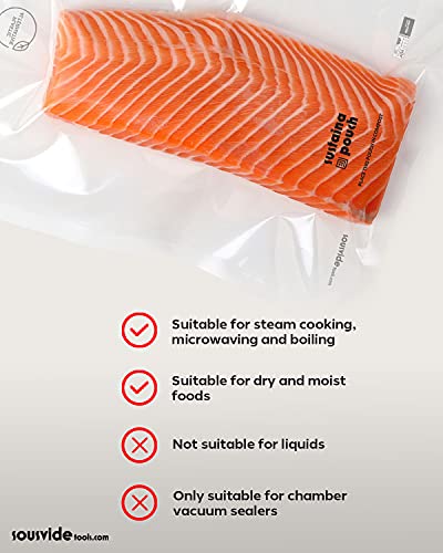 SousVideTools Sustainapouch Compostable 80mu Chamber Vacuum Pouches 250mm x 250mm, pack of 200, clear