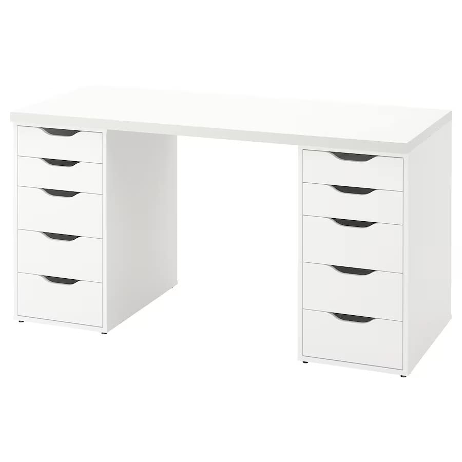 LAGKAPTEN/ALEX Desk,140x60 cm, durable and easy to care for. Desks for home. Desks & computer desks. Tables & desks. Furniture. (White)