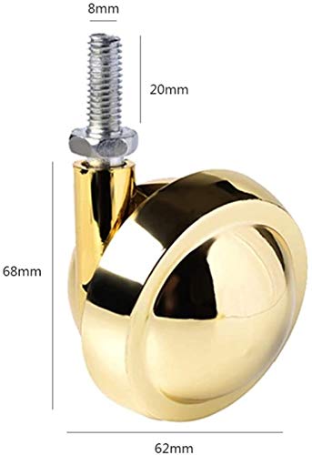 GTYT 5pcs Furniture Casters For Carpet, Alloy 2.5 Inches Swivel Castor Wheel, With Threaded Stem, Metal Casters