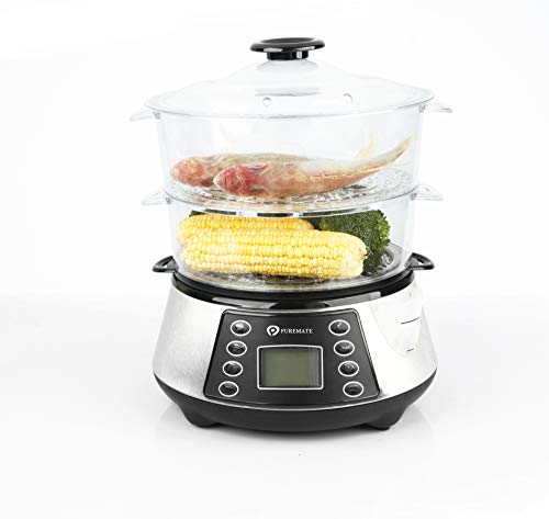 NaturoPure Food Steamer 11.5L Capacity, 3 Tier Electric Steamer, 6 Preset Cooking Mode,99 Minutes Timer & 800W Including a Rice Bowl