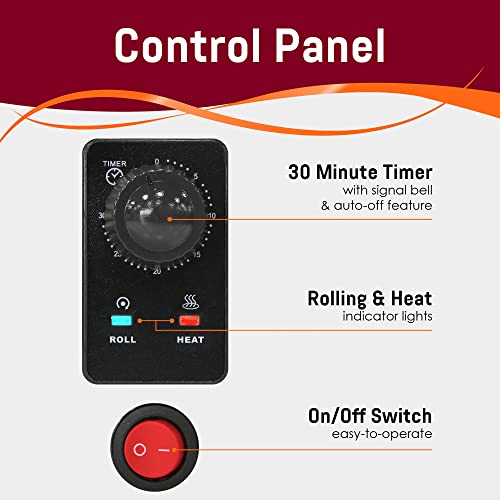 Elite Gourmet Elite Cuisine EHD-051B# Hot Dog Toaster Oven, 30-Min Timer, Stainless Steel Heat Rollers Bake & Crumb Tray, World Series Baseball,