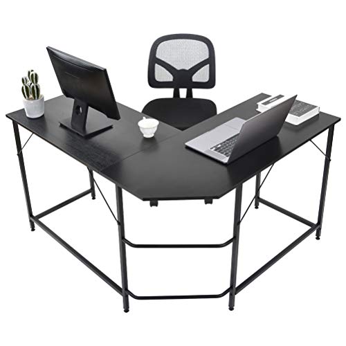 HDDFG Large L Shaped Office Computer Desk PC Gaming Study Laptop Corner Table Modern Black for Home Working Workstation Writing