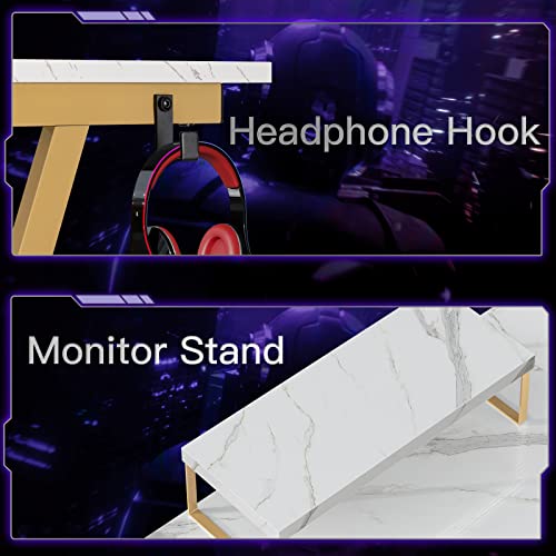 L Shaped Desk Gaming Desk Computer Desk with Round Corner, Monitor Stand for Home Office