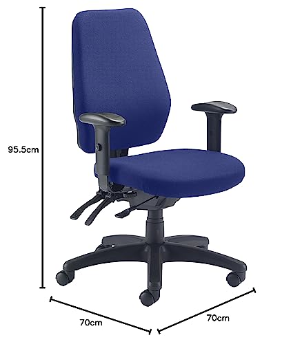 Office Hippo 24-Hour High Back Office Chair, Orthopaedic Design Chair with Adjustable Arms, Ratchet Back and Tilt, Moulded Seat & Back, 5 Year Co