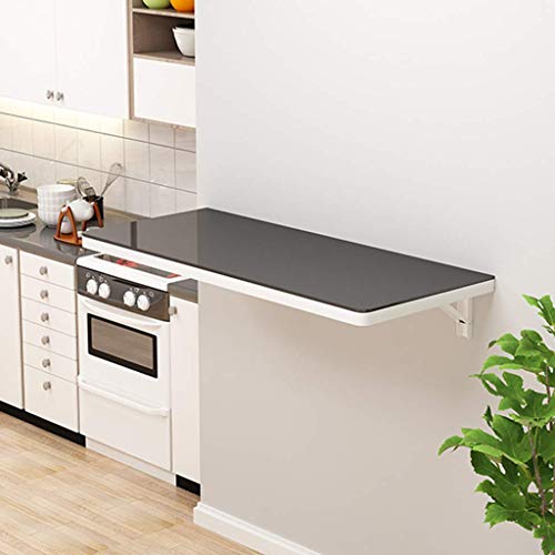 MYYINGELE Wall Mounted Drop Leaf Table, Folding Wall computer desk, Collapsible floating workbench For home, office, garage, RV, Boat, Black, 60