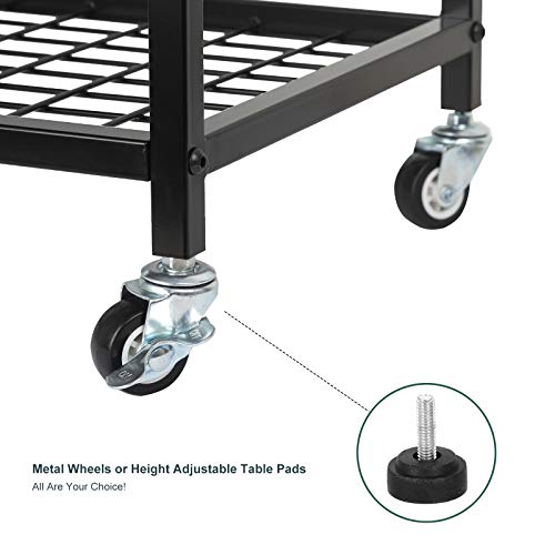 Under Desk Printer Stand, 2 Tier Printer Stand Rack with Storage Shelf, Lockable Wheels, Metal Frame, Industrial Rolling Printer Holder Table Sta