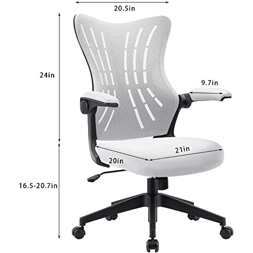 LXXSH Mid-Back Office Desk Chair Mesh Ergonomic Task Chair Computer Chair Home Office Chair Lift Swivel Chair (Color : Argento, Size : Light Grey