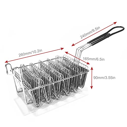 Felenny Frying Basket, Taco Basket Holds 6 Shells Deep Fryer Taco Holder Basket Taco Fry Basket with Grip Handle Kitchen Cooking Tool