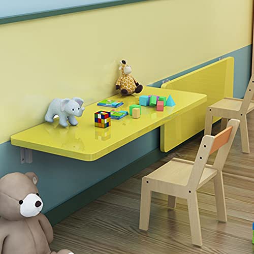 Folding Desk Floating Desk Stable Sturdy for Study Workbench, Home, Office Folding Wall-Mounted Table, Yellow 20 Sizes (Color : Yellow, Size : 50