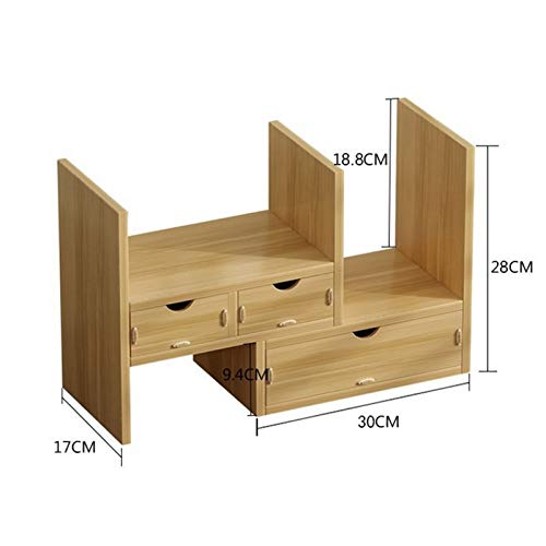 NXYJD Desk Top Bookcase, Adjustable, with 3 Drawers,Extendable Storage Desk Organizer for Home and Office
