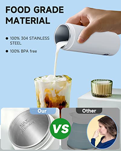 JOCOSA Travel Kettle, Compact Flip Lid Mini Kettle, 380ml 304 Stainless Steel BPA Free Portable Water Heater, Electric Kettle with Adjustable Tem
