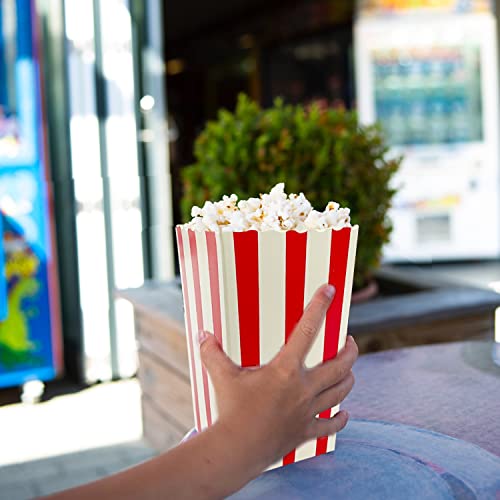 24 Pcs Popcorn Carton, Popcorn Bag, Striped Popcorn Bucket, Sweets Carton, Striped Party Box for Movie Nights And Holiday Parties