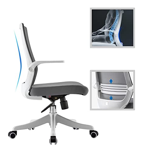 LXXSH Ergonomic Office Chair Mid-Back Home Desk Chair with Lumbar Support Small Mesh Computer Chair
