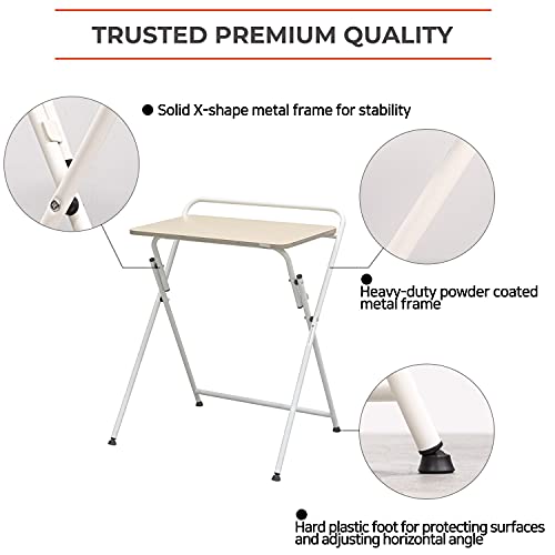 SOFSYS Modern Folding Desk for Small Space, Computer Gaming, Writing, Student and Home Office Organization, Industrial Metal Frame with Premium D