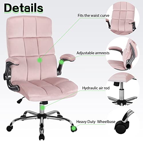 KCREAM Home Office Chair Executive Chair Frabic Computer Desk Chair, High Back Adjustable Tilt Angle and Flip-up Arms and Thick Padding for Comfo