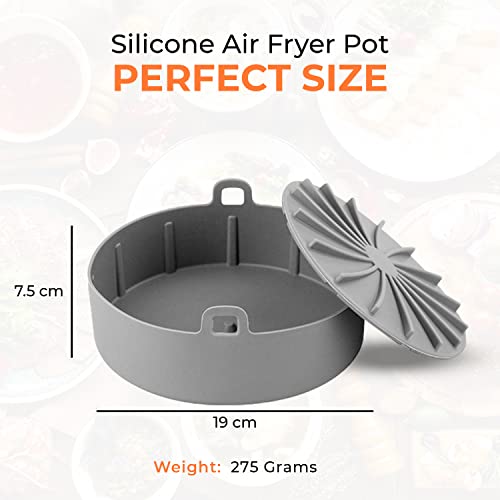 Janfor Silicone Air Fryer Pot-7.5 Inch Easy to Clean Basket-Non-Stick Air Fryer Accessories for Oven and Air Fryers- Air Fryers Liner-Reusable Fo