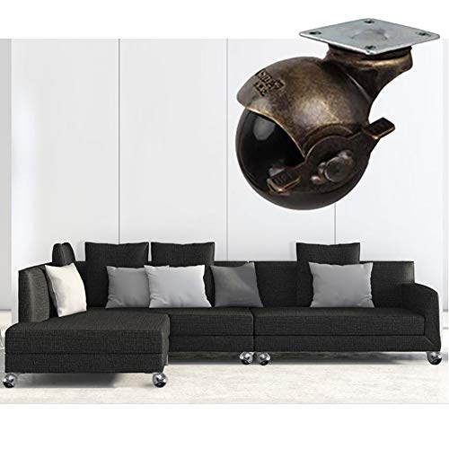 SKOAJAS Plate Casters 4 x Plate Universal Nylon Swivel Ball Castor wheels, 2 inch, Heavy Duty Wear resistant Casters for Furniture Industrial tra