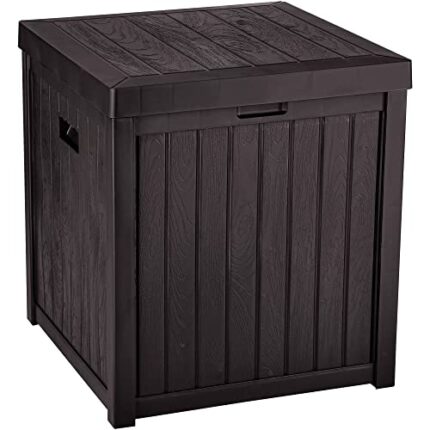 YITAHOME 195L Medium Deck Box,Outdoor Storage Container for Patio Cushions,Pool Supplies,Garden Tools,Weather,Brown Resistant,Lockable,Resin (Bro