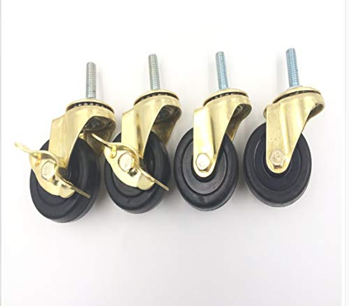 NANCYMISSY 50mm Caster Wheels,Swivel Casters with Brake,Rubber Furniture Caster,with M8 Threaded Rod,for Home Furniture,Office Table Cabinet,Quie