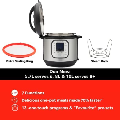 Instant Pot Duo Nova 7-in-1 Smart Cooker, 5.7L - Slow Cooker, Rice Cooker, Sauté Pan, Yoghurt Maker, Steamer and Food Warmer