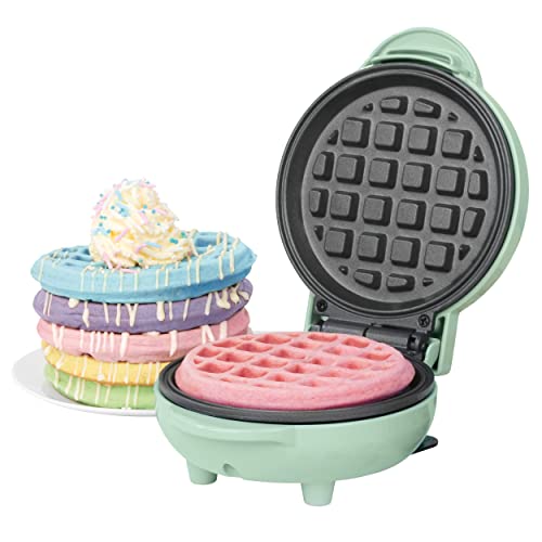 Giles & Posner® EK4214G Mini Waffle Maker, Non-Stick Electric Waffle Machine, 550 W, Compact Snack Maker, Fun Cooking with Power/Ready Indicator