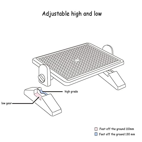luoyipink Under Desk Foot Rest, Adjustable Height Portable Ergonomic Foot Pedal Rest with Foot Massager for Office Home Use, Relieve pain in legs