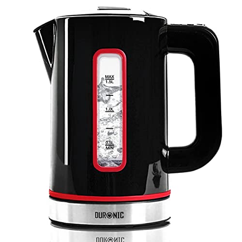 Duronic Electric Kettle EK30 BK | 3KW Variable Temperature Control | BLACK | 1.5L Fast Boil 3000W Eco Kettle | Keep Warm Function | Energy Effici