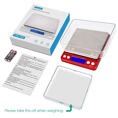 ORIA Pocket Scale, Mini Jewelry Scale, Digital Kitchen Scales with Backlit, 2 Trays, Tare and PCS Features, 500g/0.01g Portable Cooking Food Scal