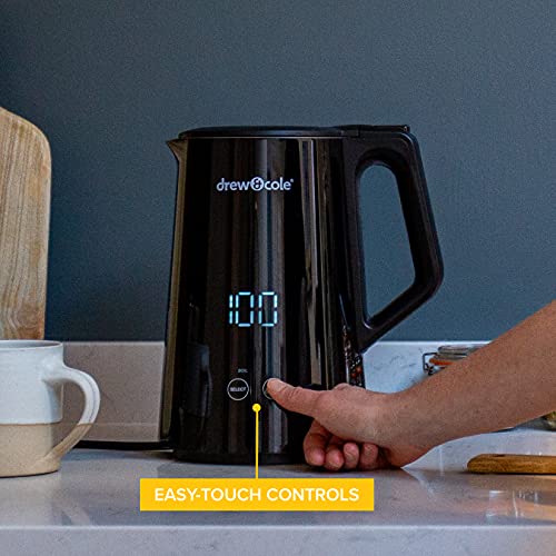 Drew&Cole Digital Kettle Pro 1.5L - Live Temperature Display - Variable Temperature Control - Energy Efficient - 4 Preset Temperatures From 40°C