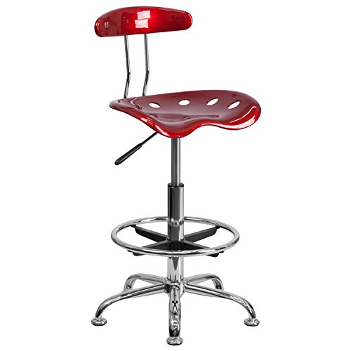 Flash Furniture Drafting Stool, Metal, White, 50.8 x 43.82 x 104.14 cm