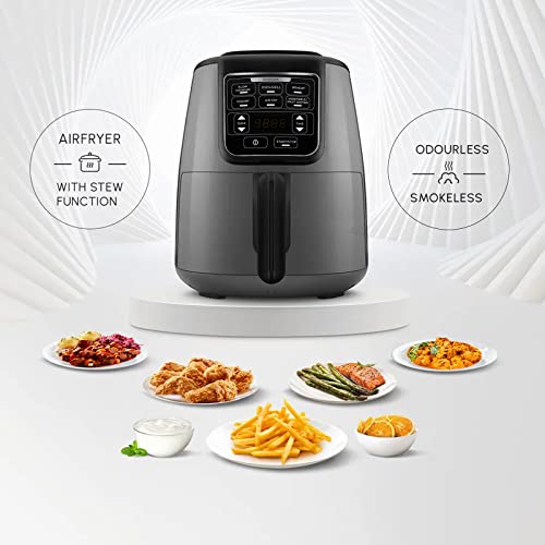 Karaca Air Cook Air Fryer, 2 in 1 Smart Oil Free Oven Cooker, 4 L, 1500W Airfryer with Less Fat Technology, Stew Function, Easy Meals, Circulatio