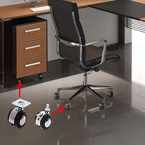 SKOAJAS Plate Casters Set of 4 Nylon Furniture Plate Wheels Office Chair Caster,Swivel Double Wheel,Alloy Bracket,Capacity 80kg,Replacement for C