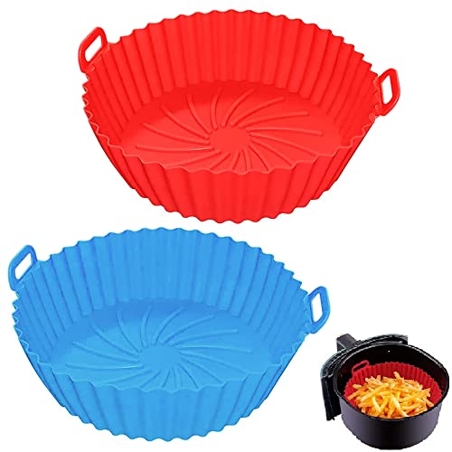 Air Fryer Silicone Pot, 2PCS Reusable Silicone Air Fryer Liners, 7.9 inch Round Air Fryer Basket, Non-Stick Air Fryer Accessories, Replacement of