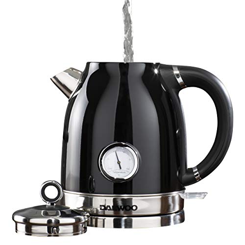 Daewoo SDA1775 Kingsbury Stainless Steel Kettle | Ideal for Any Home Kitchen | 1.7L Capacity | Automatic & Manual Shut Off | Indicator Light | Bo