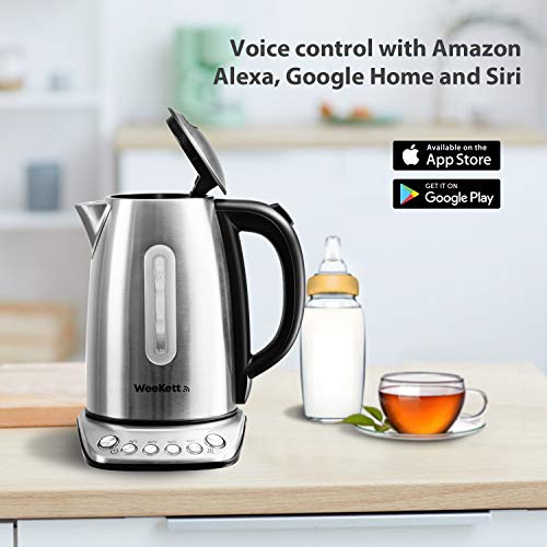 Smart Kettle by WeeKett - voice control with Amazon Alexa, Google & Siri, Variable Temperature Control, Keep Warm, Stainless Steel, BPA Free, Ene