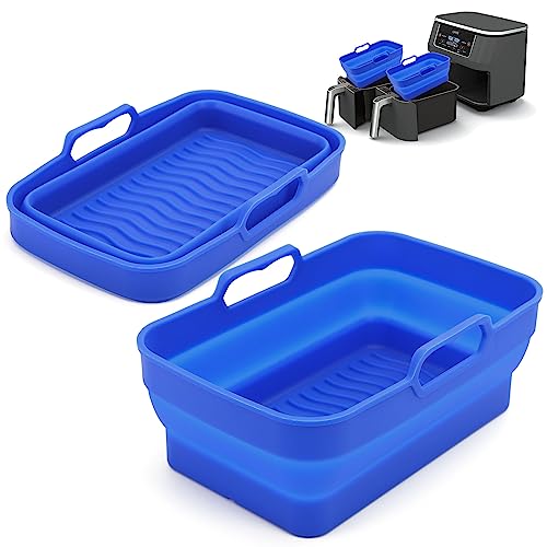 Silicone Air Fryer Liners for Ninja AF300UK 7.6L & Tower T17088, 2 Pack Reusable Air Fryer Silicone Replacement Basket Bowl, Collapsible Baking T