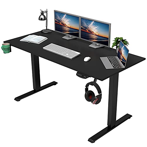 OUTFINE Heavy Duty Dual Motor Height Adjustable Standing Desk Electric Dual Motor Home Office Stand Up Computer Workstation with Splice Board (Bl