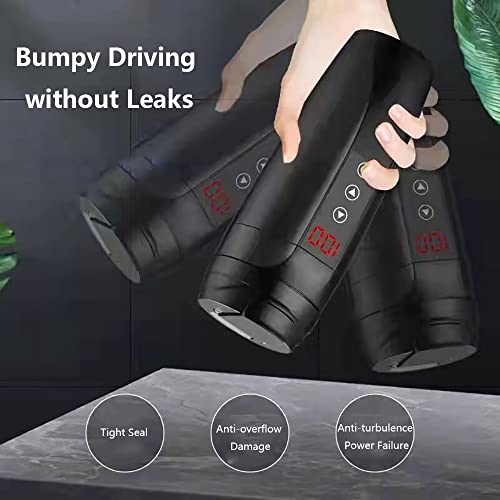 Baceyong 12V/24V 450ML Stainless Steel Car Electric Tea Kettle, Portable Travel Thermos Heating Cup, Cooking for Coffee Milk Tea Water Drink, Whi