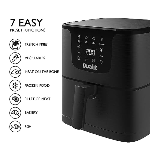 Dualit Air Fryer - 5.5L Capacity - Serves 4-7 Preset Cooking Programs - Healthy Eating Made Easy - Adjustable Temperature and Time Control - Non-