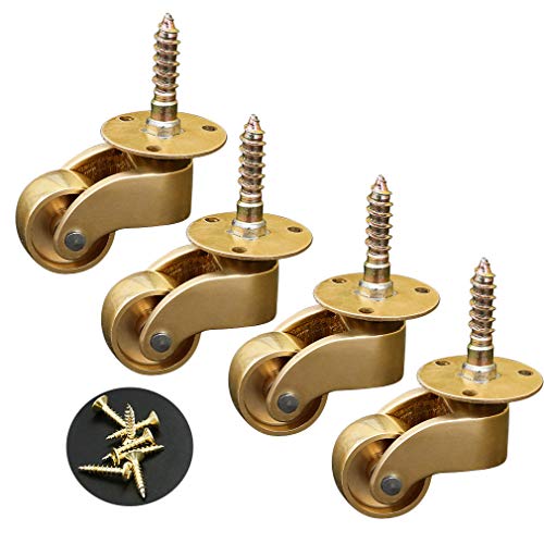 SKOAJAS Plate Casters Brass Universal Furniture Casters, Solid Brass Castors,360 Degree Rotating Swivel Casters,Load Capacity 75kg,with Mounting